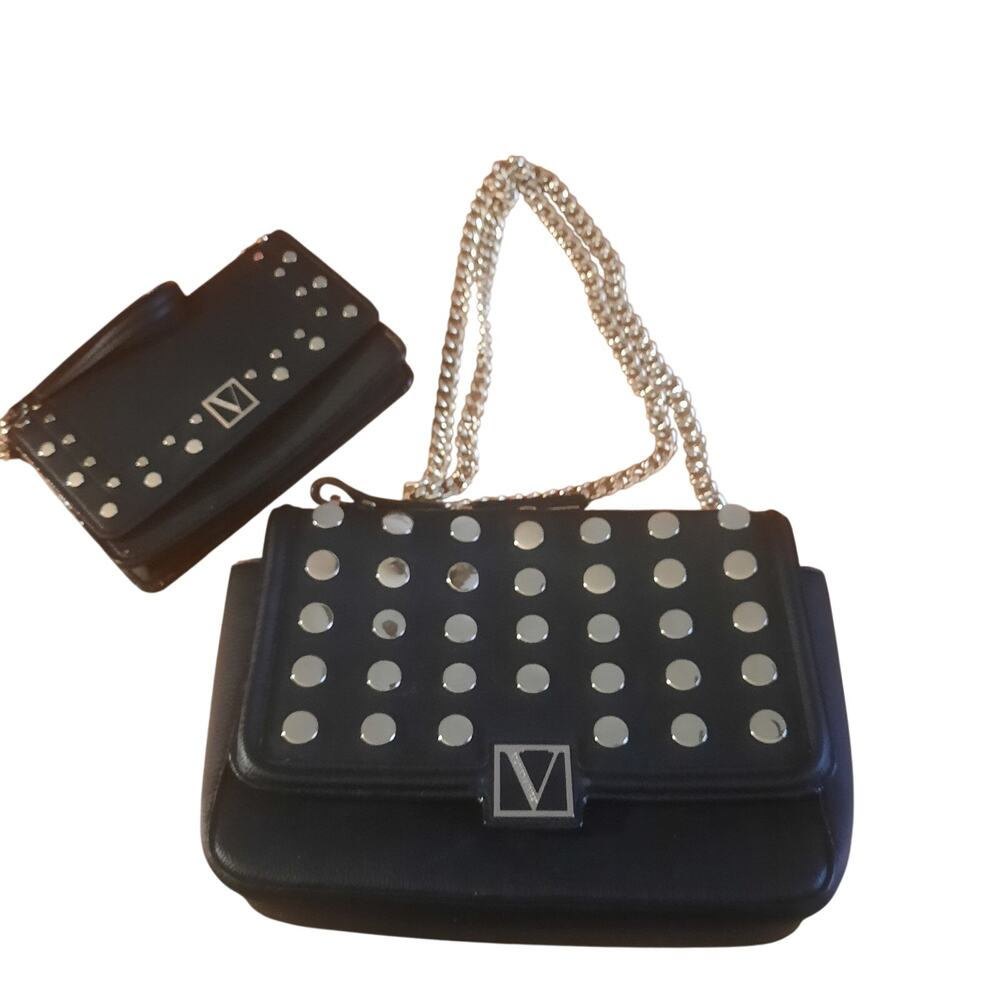 Victoria's Secret The Victoria's Black Medium Shoulder Bag Gold & Studded Cutch